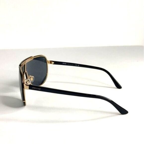 VERSACE Suglasses VE2140 1002 Pilot Aviator Greca Shield Black Designer main image 8